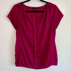 Ann Taylor Split Neck Flutter Sleeve Top